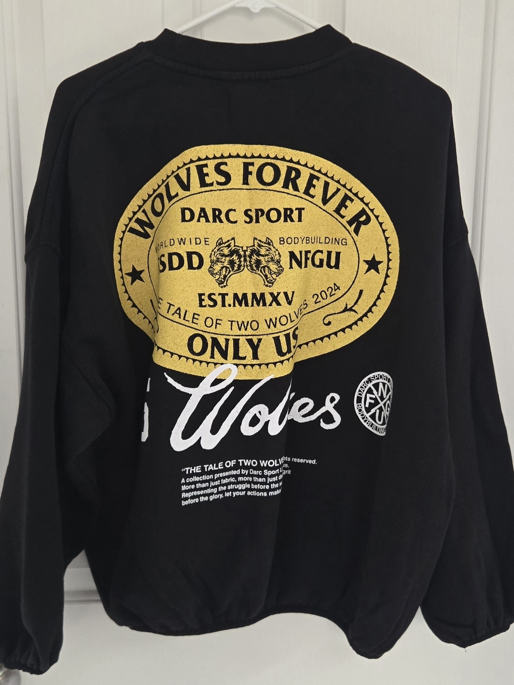 Darc Sport 'Wolves Forever' Black Sweatshirt with Gold Graphic